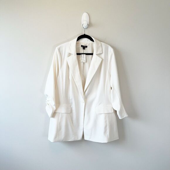 Lane Bryant Perfect Drape Blazer Egret White Stretch Knit Classic Size 20 NWT’s - Picture 4 of 13